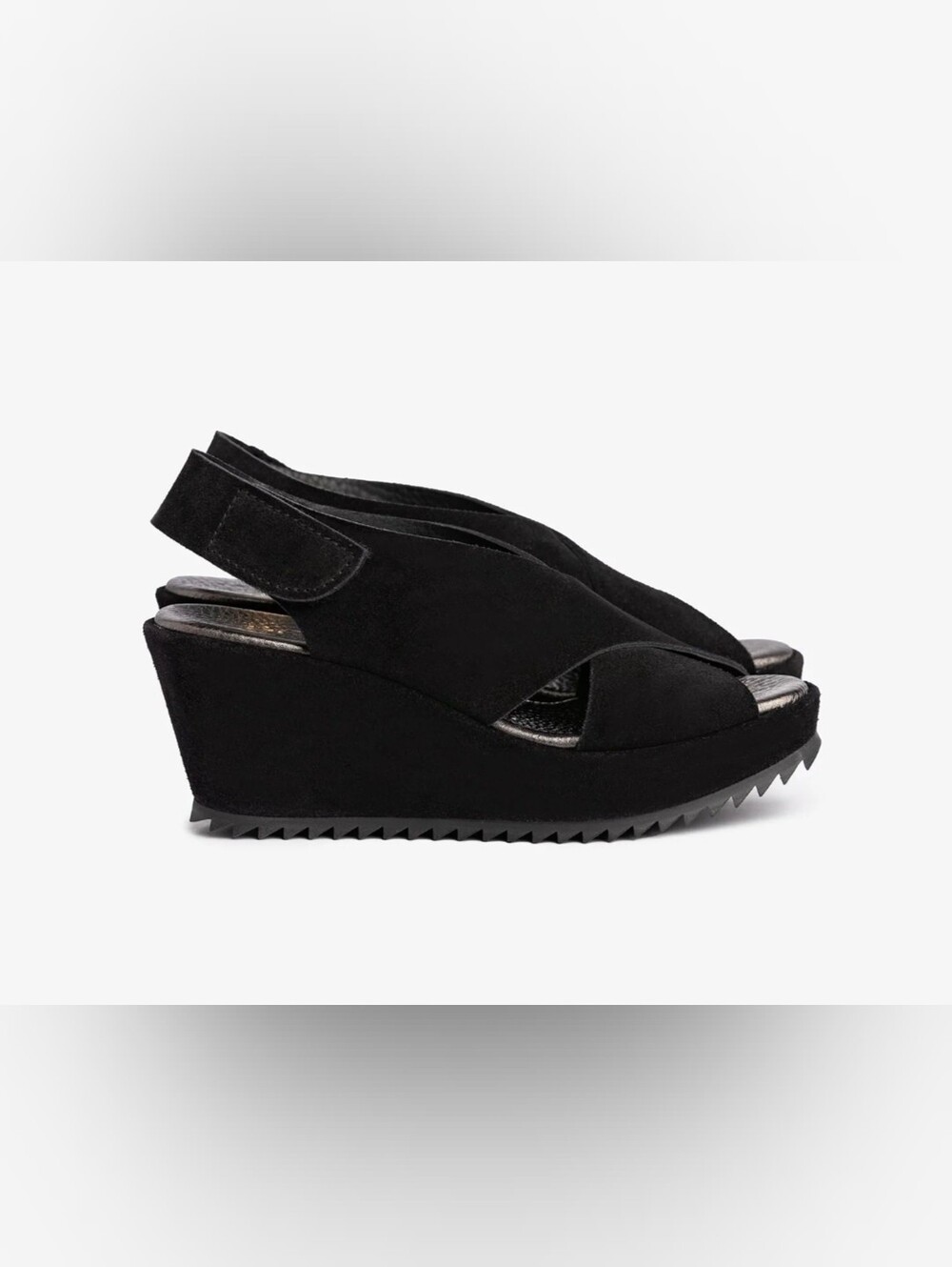 Pedro Garcia Criss Cross Black Suede Wedge Sandals Size 38.5